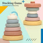 Mini Tudou 6 Pcs Baby Stacking & Nesting Toys, Soft Stacking Blocks Ring Stacker, Baby Sensory Teether Toys With Letter, Animal And Shape, Early Learning Toys For Babies Toddlers Kids 6 Months