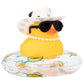 Wonuu Car Rubber Duck, Yellow Duck Decoration Dashboard With Sun Hat Swim Ring Necklace Sunglasses For Car Dashboard Decorations, Black White Cowboy Hat-Transparent-Small Pearl