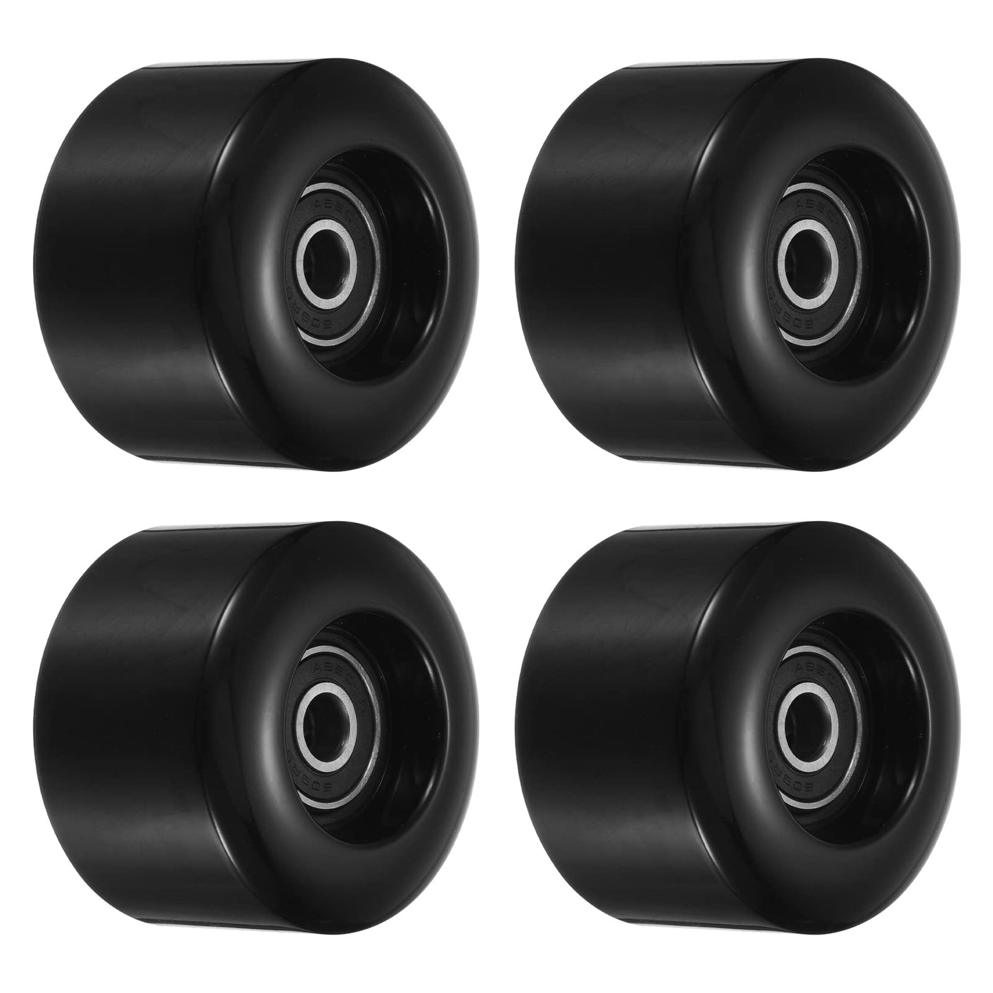 PATIKIL 55mm Skateboard Wheel with Bearings ABEC9, 4 Pack Street Wheels for Skateboards Cruiser Wheel Replacement 80A, Black