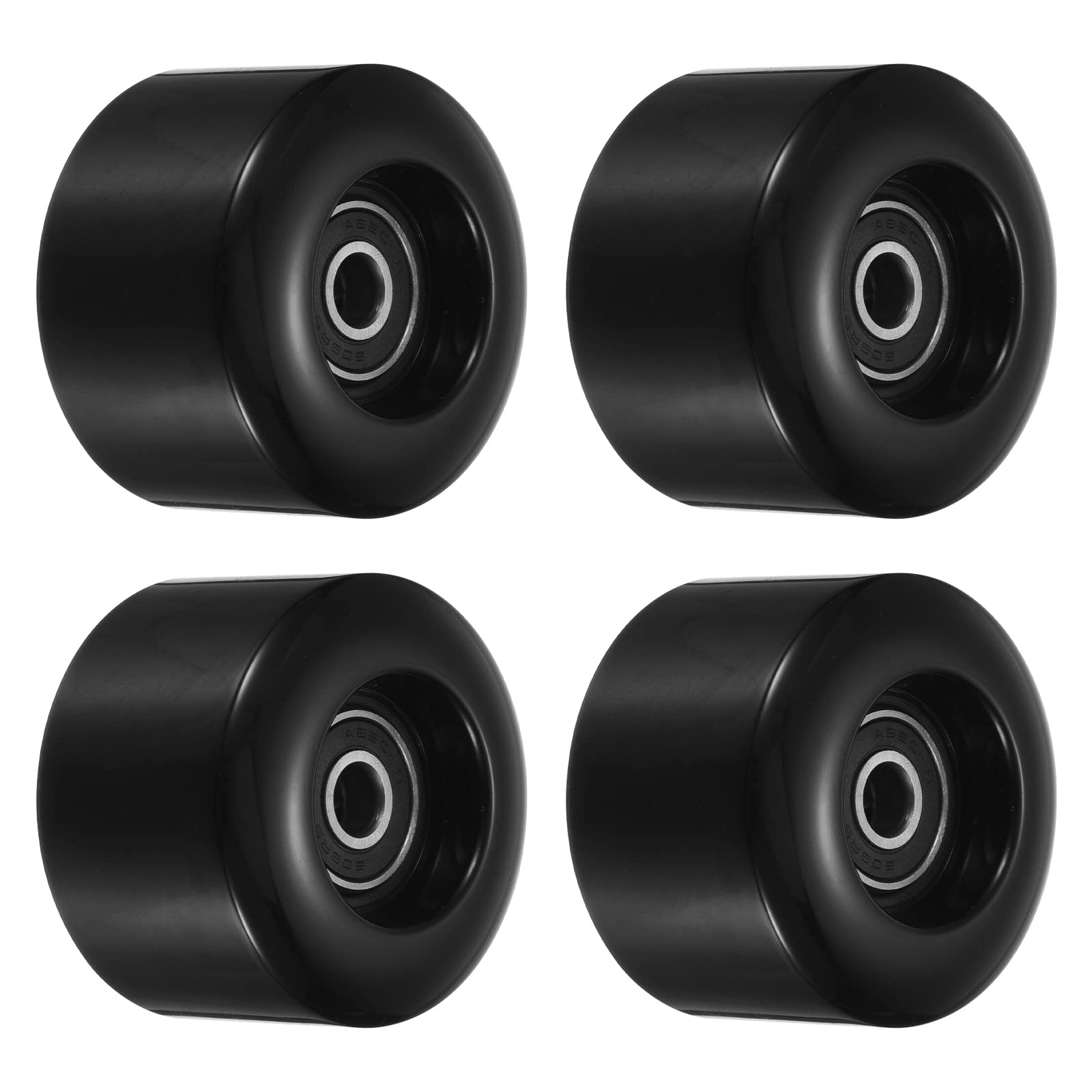 PATIKIL 55mm Skateboard Wheel with Bearings ABEC9, 4 Pack Street Wheels for Skateboards Cruiser Wheel Replacement 80A, Black