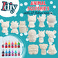 Scs Direct Diy Jumbo Animal Squishies 3.5' -6' (12Pc) & Fabric Paint (12 Bottles) Combo Pack- White Kawaii Slow Rising Squishy Toys For Drawing, Painting, Decorating - Scented Stress Relief Craft