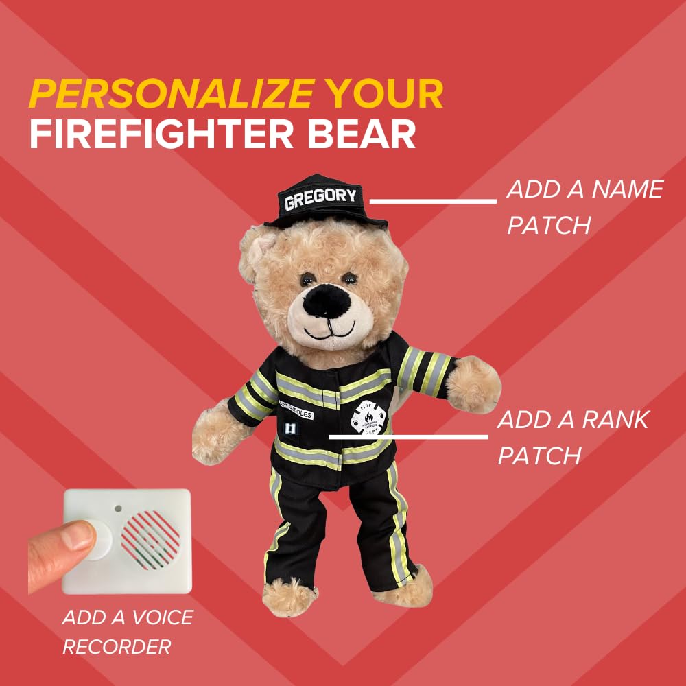 ZZZ Bears Personalized Firefighter Teddy Bear, Thoughtful Gift for Firefighters, Spouses & Kids