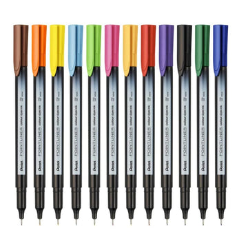 Pentel S40 Pointliner Marker Set | Durable Tip & NonToxic Ink | Waterbased Fade Resistant Pigment Ink | Ideal For Craft, Drawin