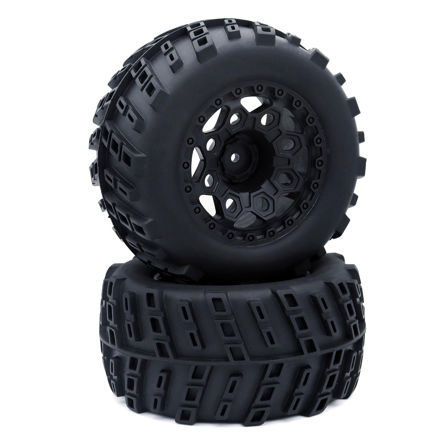 Surpass Hobby 1/10 Monster Truck Tires & Rims, 12mm Hex, Rubber, 2 Pack, Renzi Color
