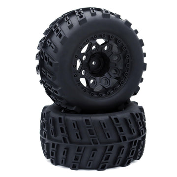 Surpass Hobby 1/10 Monster Truck Tires & Rims, 12mm Hex, Rubber, 2 Pack, Renzi Color