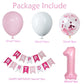 Yumiche First Birthday Decorations for Girl - Pink Balloon Set, 40" '1' Balloon, White Confetti, Happy Birthday Banner