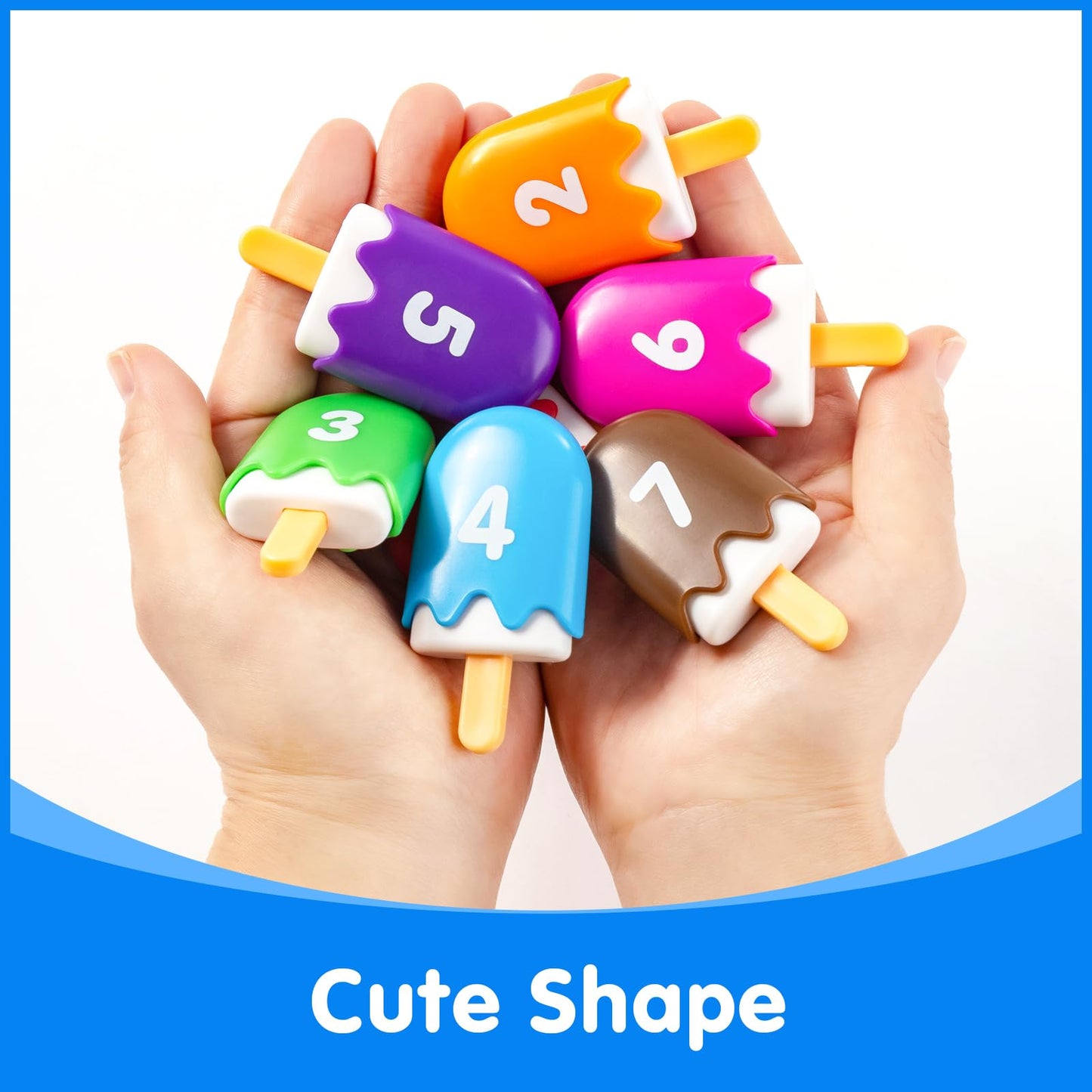 Odoorgames Mini Number Pops - 7 Color Plastic Learning Toys for Kids 3-5, Numbers 1-20 Recognition Games