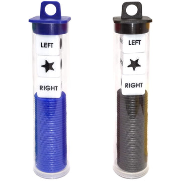 Ahoper Left Right Center Dice Game Prime Set Bundle With 3 Dices + 36 Chips. Round Tube Storage Is Very Convenient For Travel. Easy To Store, Carry Around. (2 Pack)