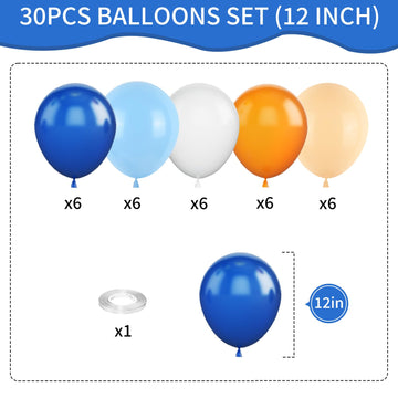 Orange And Blue Balloons, 12 Inch Orange White Blue Balloons Pastel Orange Royal Blue White Balloons With Ribbons For Birthday B