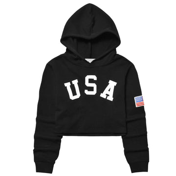 Perfashion Kids Cropped Tops 4Th Of July Sweatshirts Long Sleeve American Flag Hoodie 6T 7T
