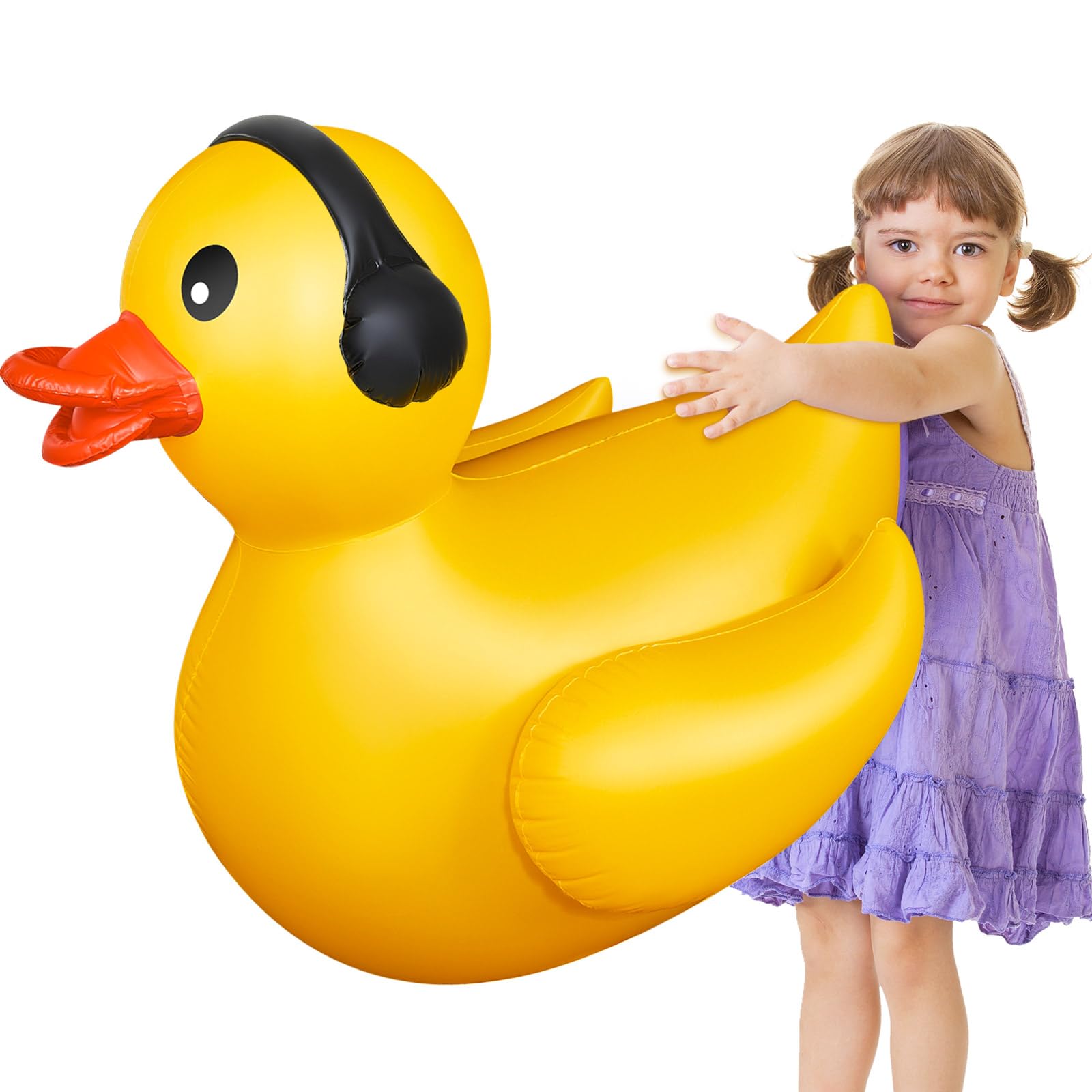 Hungdao 4 Feet Giant Inflatable Duck Pool Float Huge Funny Rubber Duck Large Blow Up Inflatable Floatie For Summer Beach Swimmin