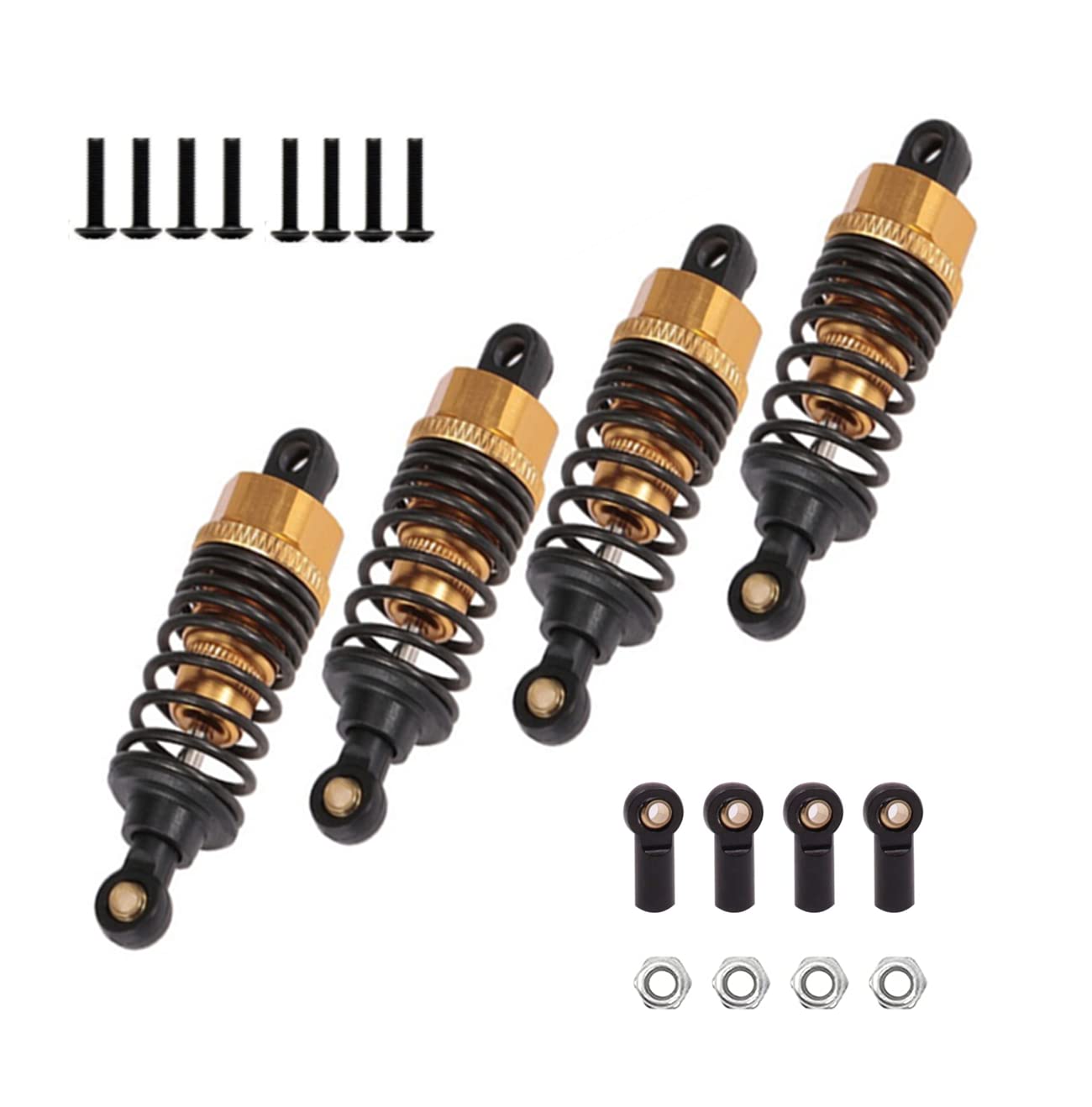 Aluminum Oil Filled RC Shock Absorber 55mm for Tamiya Tt-01 Mf-01x 1/10 RC Car Upgrade Part 4 pcs/set(Yellow)