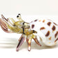 Sansukjai Seashell Hermit Crab Miniature Figurines Beach Animals Hand Blown Glass Art Natural Collectible Gift Decorate, Pastel Yellow