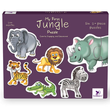 TOYKRAFTT Chunky Infant Floor Puzzle Toy, 2 Piece Puzzles for Kids Age of 2-3 Years, Educational Toys My First Jungle Animal Puz