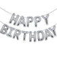Accevo Silver Mylar Foil Happy Birthday Balloon Banner - 16 Inch Aluminum Letters for Kids & Adults Party Decorations