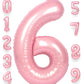 Rainbowq Party 6 Balloon Number 40 Inch For Boy Or Girl Big Pink 0-9 Foil Mylar Large 6 Number Balloon Happy 6Th Birthday Party