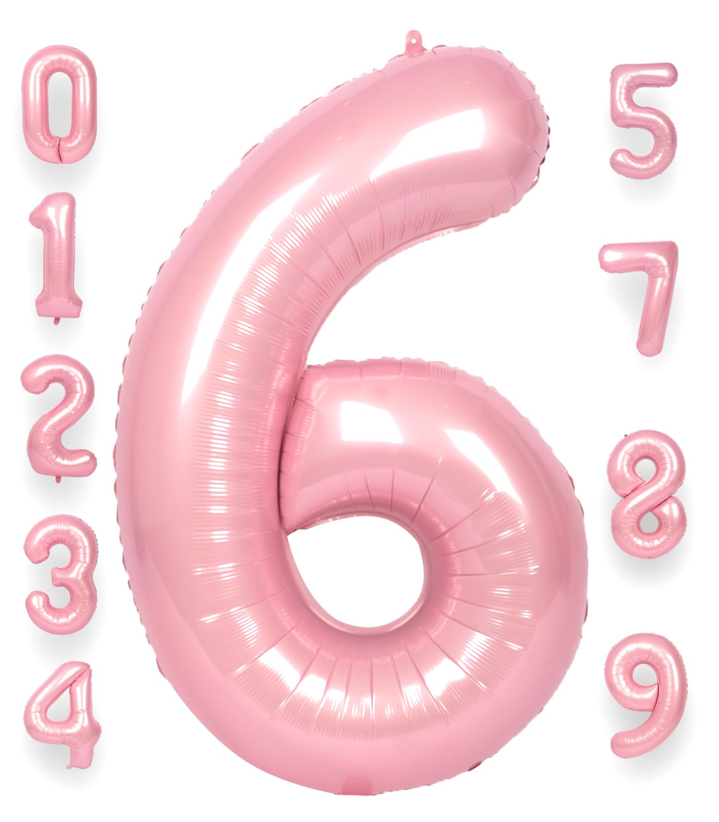 Rainbowq Party 6 Balloon Number 40 Inch For Boy Or Girl Big Pink 0-9 Foil Mylar Large 6 Number Balloon Happy 6Th Birthday Party