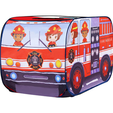 Artcreativity Fire Truck Tent With Carry Bag, Pop Up Indoor Tent For Kids - Fire Truck Pop Up Tent, Indoor Playhouse With 2 Openings, Flat-Folding For Compact Storage, 43.5 X 28 X 26.5 Inches