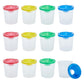 12 Pack No Spill Paint Cups With Lids for Kids, Arts and Crafts Supplies for Classrooms (4 Colors, 3 x 3 In)