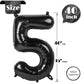 5 Balloon, Black Number Balloon 40 Inch, Black And Black Party Supplies, 5Th Birthday Balloon Decorations, 5 Number Balloons, Nu