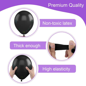 Halloween Balloons,Purple And Black Balloons,60 Pcs 12 Inches Metallic Purple Metallic Silver Matte Black Purple Matte Black Bal