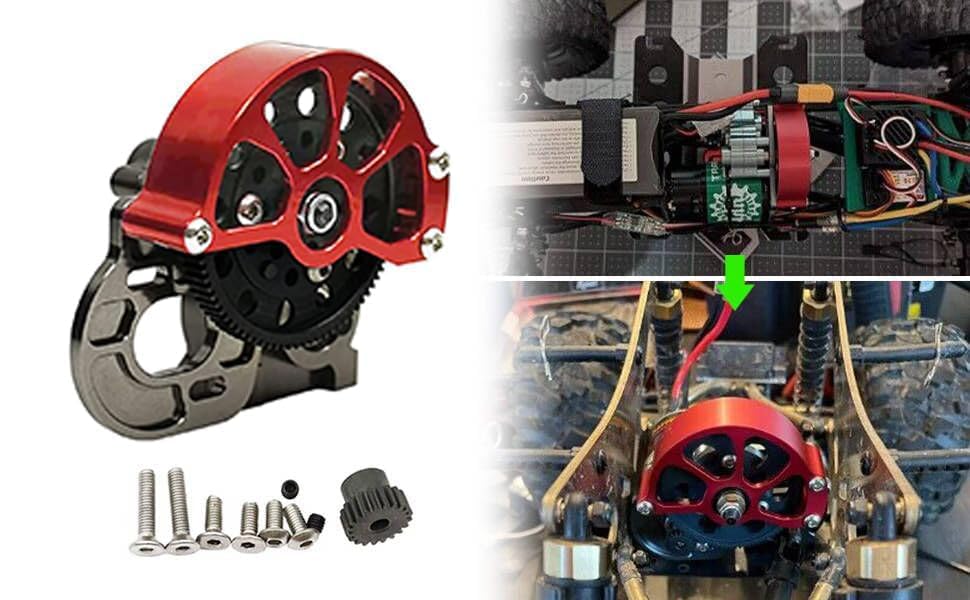 SecosAutoparts Full Metal Assembled Transmission Case Center Gearbox with Steel Gear Set for 1/10 Scale RC Axial SCX10 Crawler C