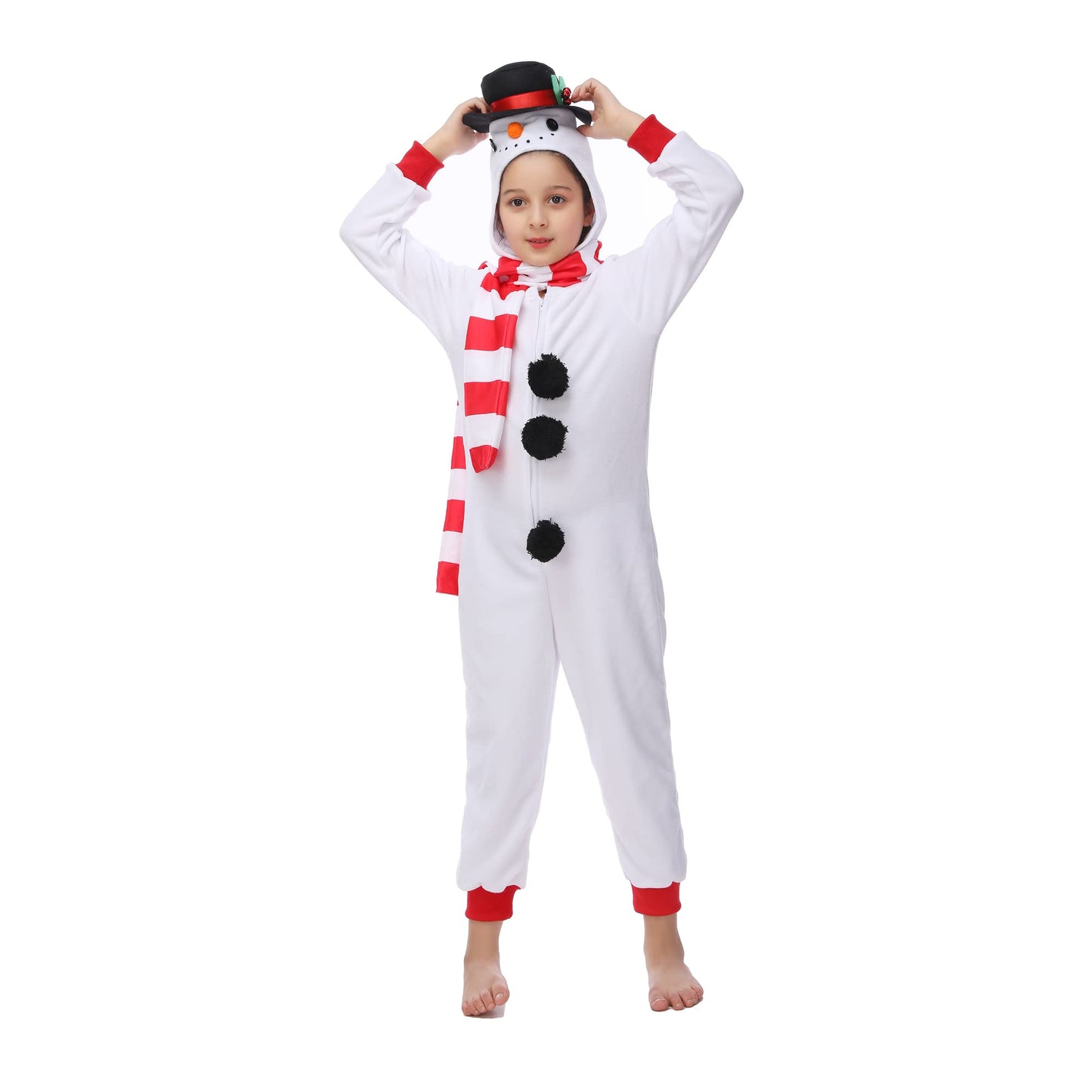 Wizland Kids Snowman Onesie One Piece Costume Unisex Christmas Costume Winter Fleece One-Piece Snowman 12-14