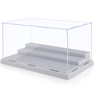 Mlikero Display Case For Minifigures Action Figures Blocks, Removable Minifigure Display Case Box Storage For Collection Bricks Blocks Toys, Grey…