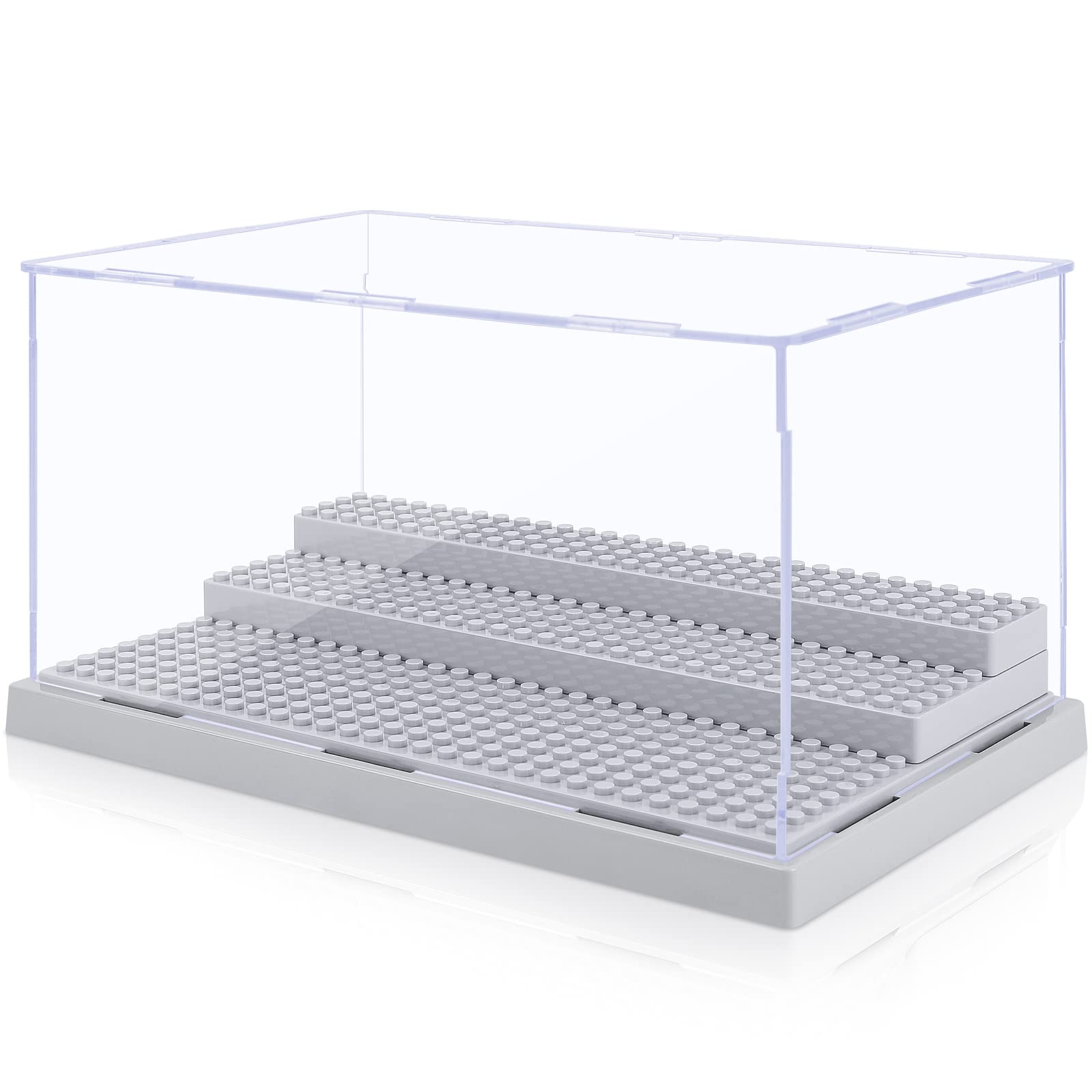 Mlikero Display Case For Minifigures Action Figures Blocks, Removable Minifigure Display Case Box Storage For Collection Bricks 