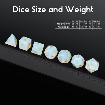 DNDND Opal Stone DND Dice Set 7PCS Gemstone D&D Die with Grogeous Gift Case for D&D Tabletop Game (Opal)