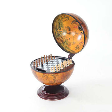 Old Modern Handicrafts 13-Inches Red Globe With Chess Holder - Handcrafted From Wood - An Exotic World Globe For Home & Office Or Any Space -15.0L X 13.0W X 19.0H Inches