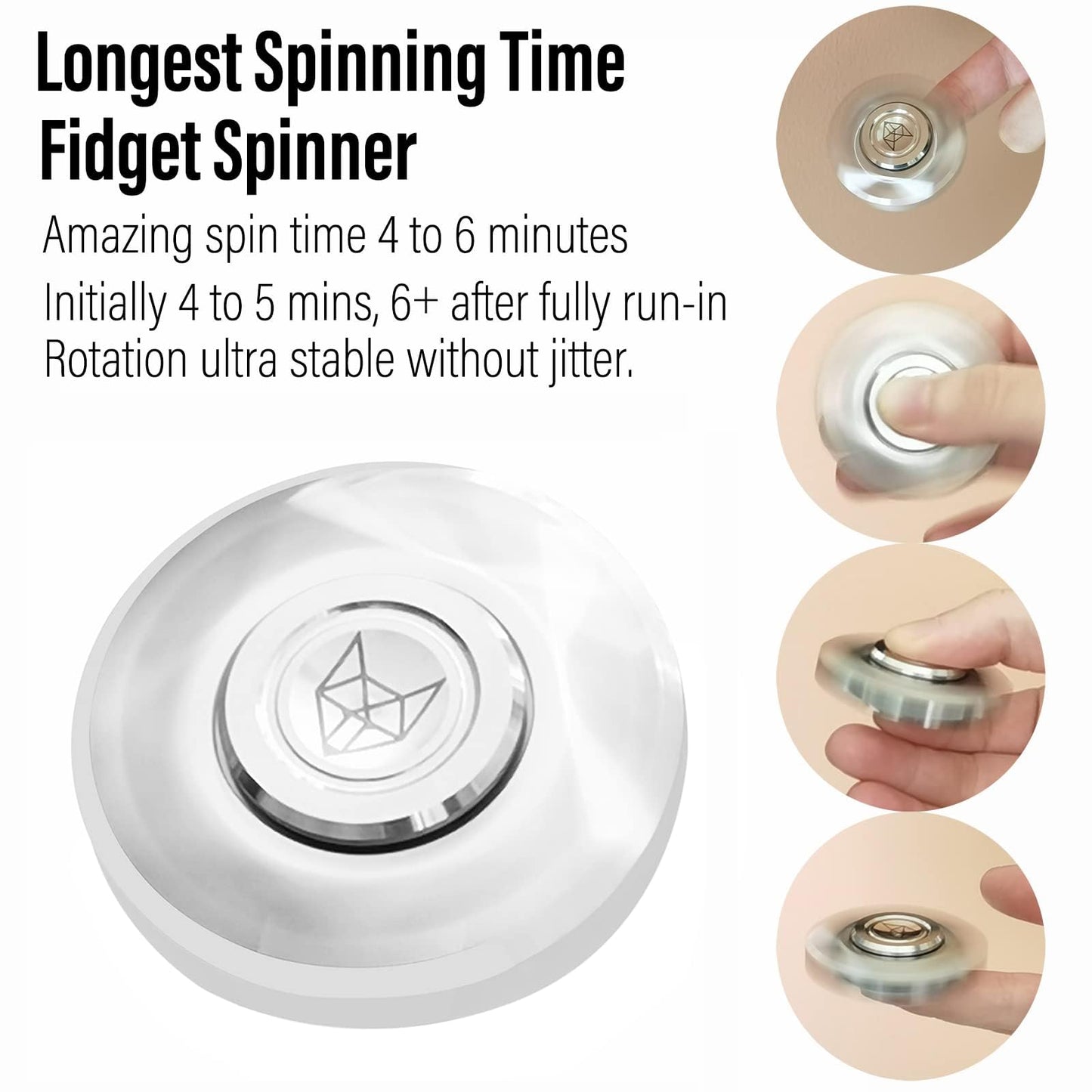 Freelove Metal Fidget Spinner For Adults, Stainless Steel Heavy Spinning Toys, Small Mini Fox Hand Gyro, Bearing Premium Long High Spin Fidget Block, Silver