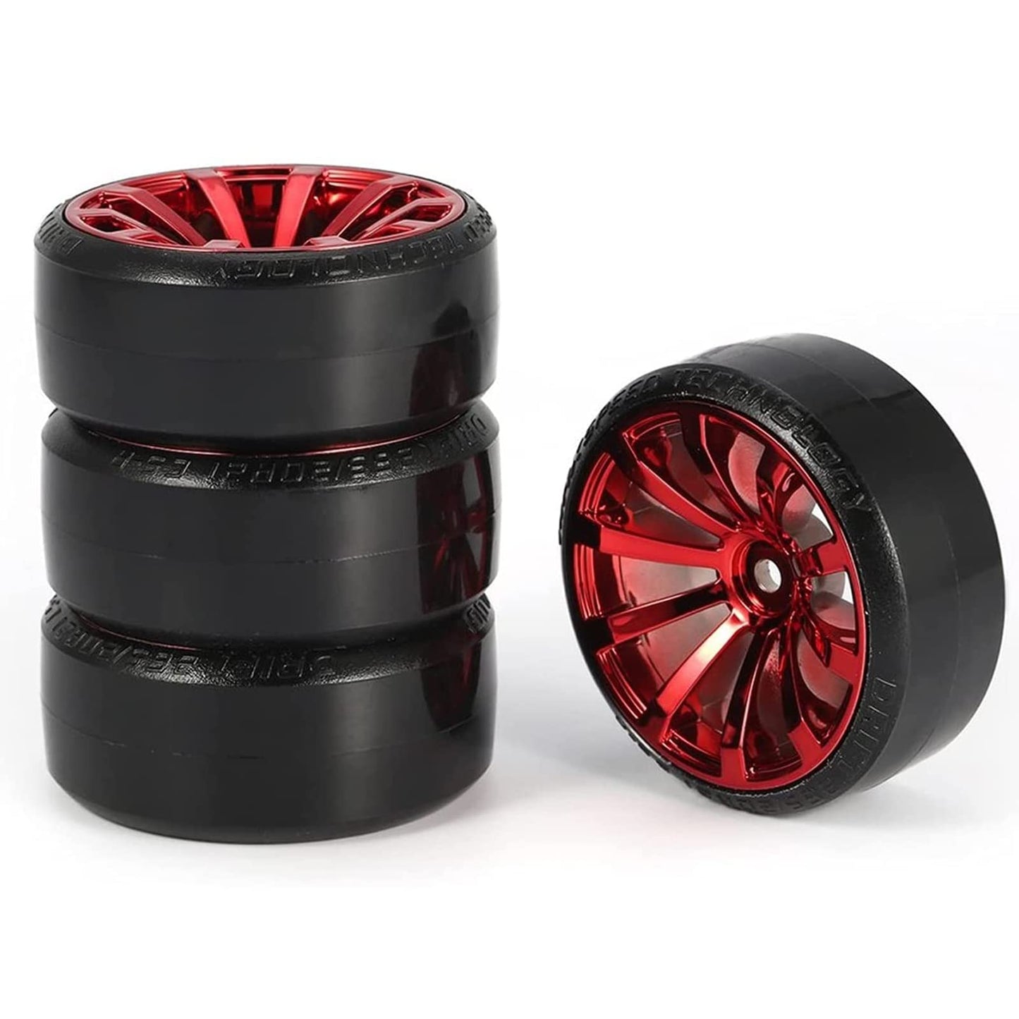 RC Plastic Wheel and Tire Set,WONFAST RC Drift Car 63mm Hard Tyres 12mm Hub Wheel for 1/10 On-Road Drifting Car Parts for HSP Ta