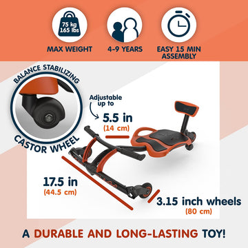 YBIKE Leap Self Propelled Ride On Drifting Racer Riding Toy for Boys and Girls Ages 4 - 9 - Red