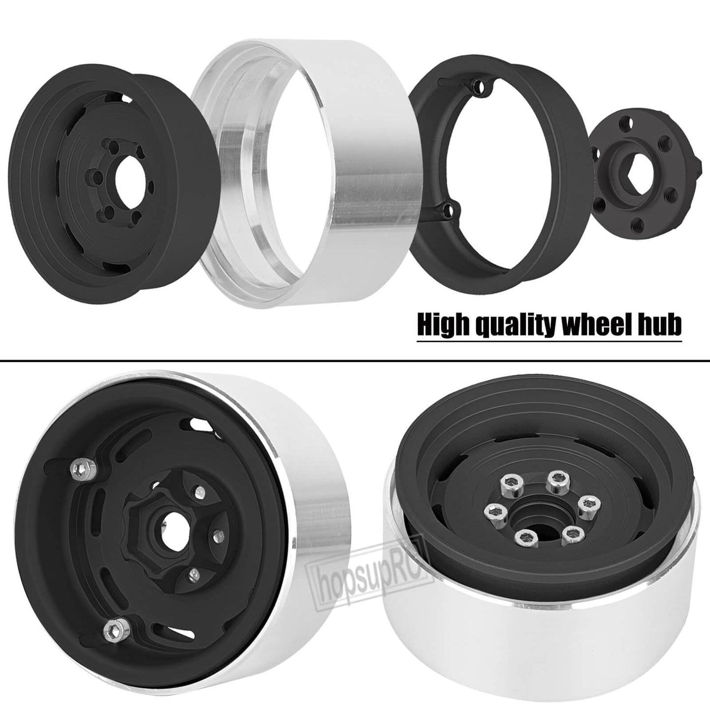 hopsupRC (4PCS) Aluminum 1.9 Beadlock Wheel Rims Heavy Duty for 1/10 Axial SCX10 SCX10 II SCX10 III TRX4 D90 90046.Wheels Rim 1.