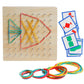 Kizh Wooden Geoboard Math Manipulative Material Graphical Geo Board Montessori Educational Toys Array Block Pattern Cards and Rubber Bands STEM Puzzle Matrix 8x8 Brain Teaser Toys