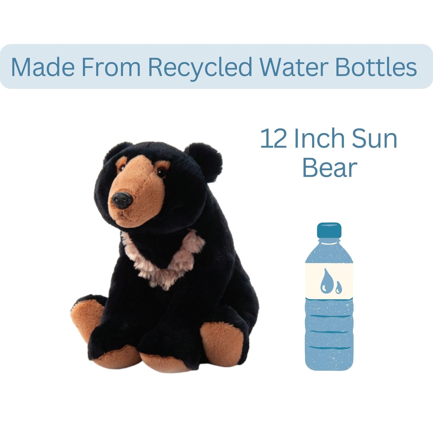 The Petting Zoo Sun Bear Stuffed Animal Plushie, Gifts for Kids, Wild Onez Rainforest Animals, Sun Bear Plush Toy, 12 inches