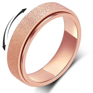 Amorartsky Spinner Ring For Anxiety Relief Fidget:Anxiety Ring For Women Men,Titanium Stainless Steel Spinner Ring,5 Colors,6Mm,Sandblasted Finished Fidget Ring-Rose Gold