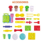 Yiqis Burger Barbecue Play Food Modeling Dough Toys,Playdough Sets For Kids Ages 4-8, 21 Play Kitchen Accessories,Kitchen Creati