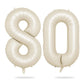 Biapian 40 Inch Cream Number 80 Balloon, 80Th Birthday Balloons, Big Digital 80 Beige White Giant 80 Foil Balloon Helium For Men