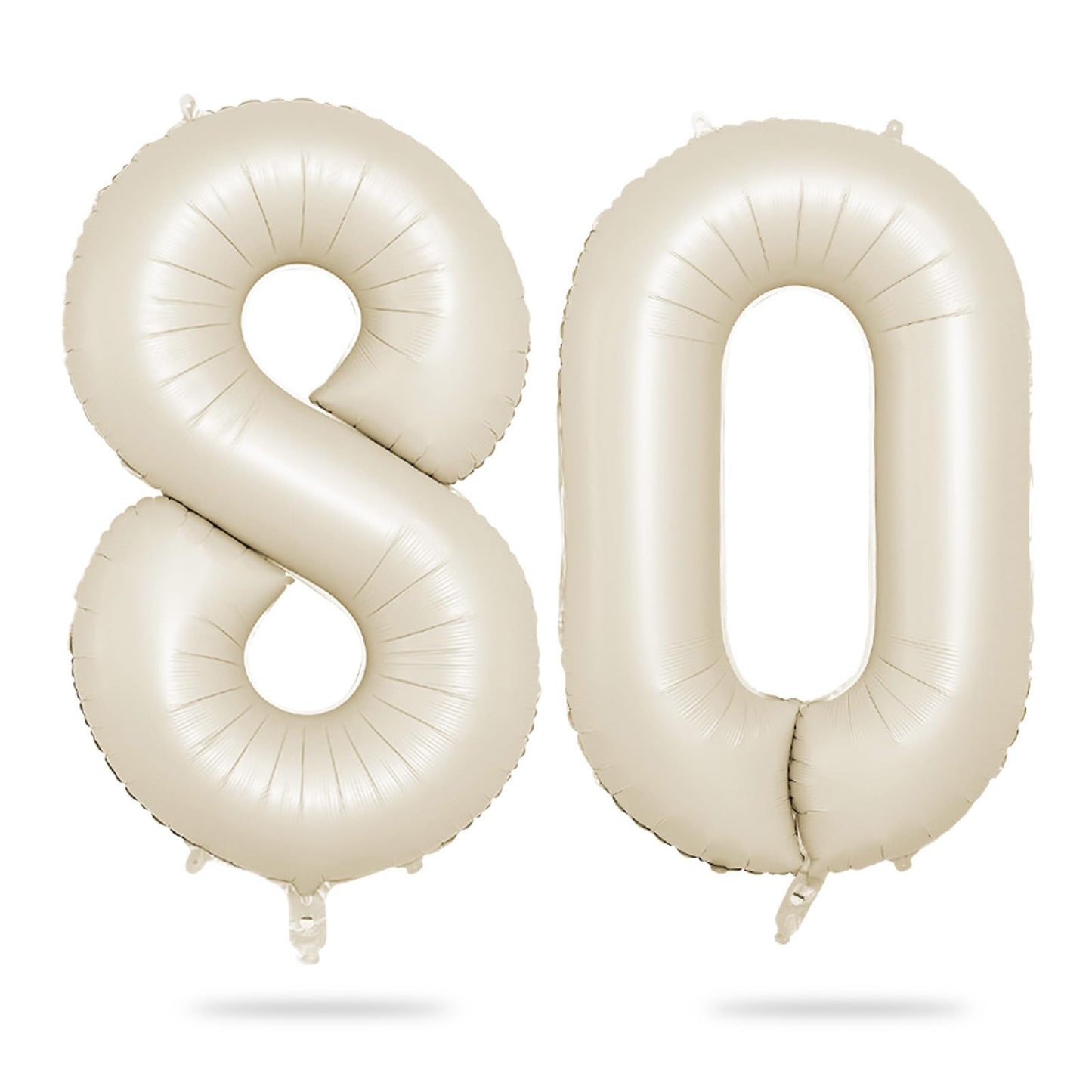 Biapian 40 Inch Cream Number 80 Balloon, 80Th Birthday Balloons, Big Digital 80 Beige White Giant 80 Foil Balloon Helium For Men