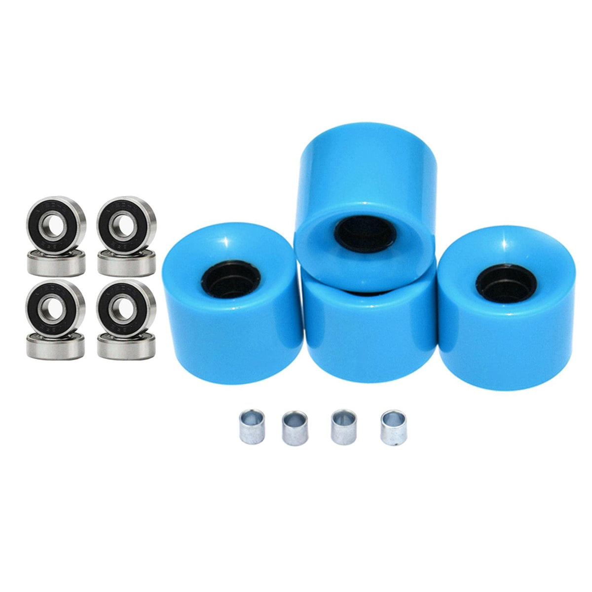 CALANDIS Skateboard Wheels with Bearings 60mm Wheels Set of 4 Blue Black Cover