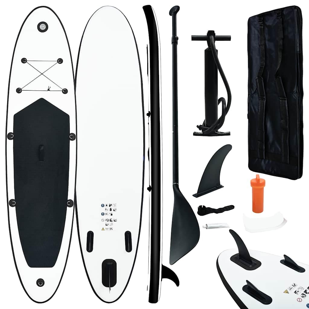 vidaXL Inflatable Stand Up Paddle Board Set | SUP Surfboard | Quick Inflate and Deflate | Puncture-Proof and UV | Red and White 