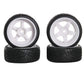 Sharegoo Od 2.55 12Mm Hex White 5-Spoke Plastic Wheel Rims & Rubber Tires Compatible With Hsp Hpi Rc 1/10 On Road Racing Car