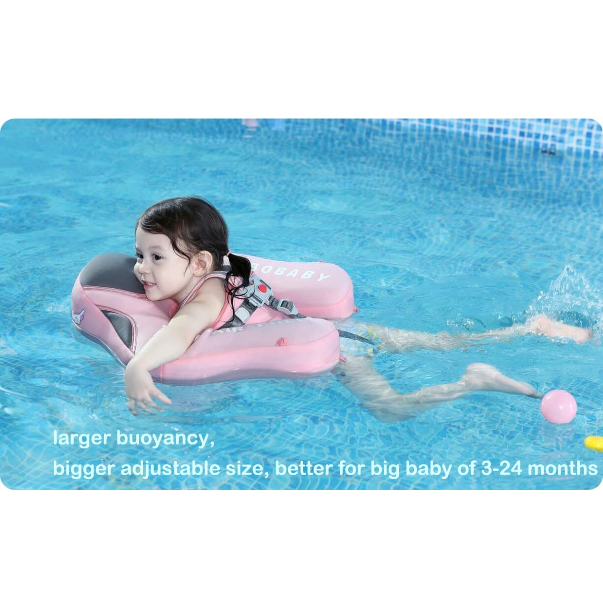 Mambobaby Float With Canopy Newest Size Improved Non Inflatable Infant Baby Pool Float Smart Mambo Float Swim Trainer Add Tail B
