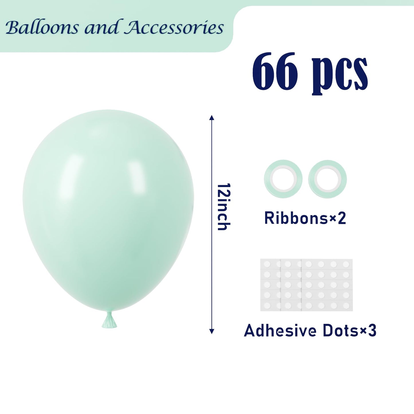 Voircoloria Mint Green Balloons, 66Pack 12Inch Pastel Green Latex Party Balloons For Graduation, Easter, Wedding, Birthday, Brid