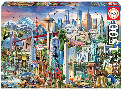 Educa 17670 Symbole Von Nordamerika America 1500 Piece Puzzle For Adults And Children Aged 12 And Above Landmarks, Usa, Multicoloured