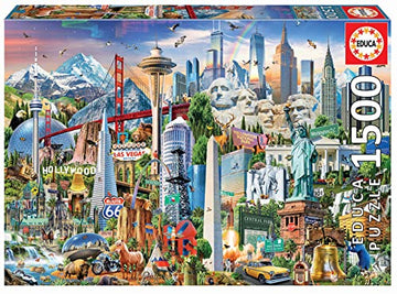 Educa 17670 Symbole Von Nordamerika America 1500 Piece Puzzle For Adults And Children Aged 12 And Above Landmarks, Usa, Multicoloured