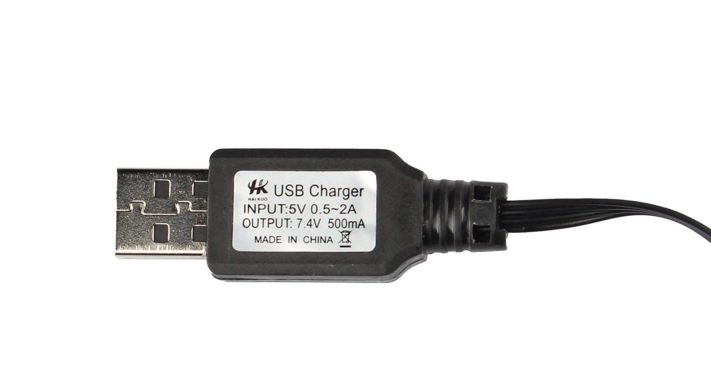 JIECHUN SM-4P Charger for RC Car 7.4V Li-ion Battery, USB Charging Cable 2-Pack