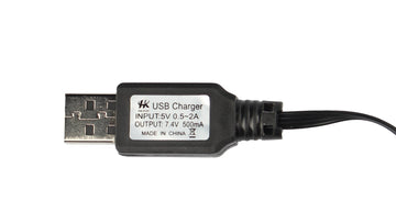 JIECHUN SM-4P Charger for RC Car 7.4V Li-ion Battery, USB Charging Cable 2-Pack